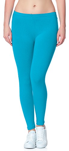 Ladeheid Damen Leggings Long aus Baumwolle LAMA02 (Türkis23, XS/S) von Ladeheid