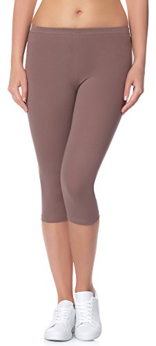 Ladeheid Damen Leggings aus Baumwolle 3/4 LAMA01 (Beige16, XS/S) 34/36 von Ladeheid