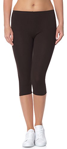 Ladeheid Damen Leggings aus Baumwolle 3/4 LAMA01 (Braun28, XS/S) 34/36 von Ladeheid