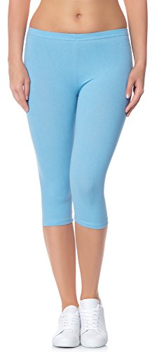 Ladeheid Damen Leggings aus Baumwolle 3/4 LAMA01 (Hellblau25, XS/S) von Ladeheid