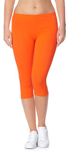 Ladeheid Damen Leggings aus Baumwolle 3/4 LAMA01 (Orange24, XS/S) von Ladeheid