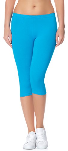 Ladeheid Damen Leggings aus Baumwolle 3/4 LAMA01 (Türkis23, XS/S) von Ladeheid