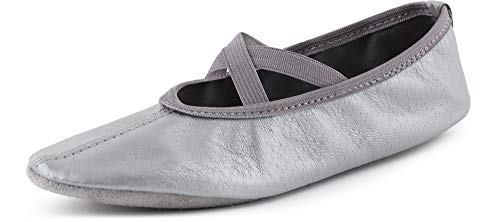 Ladeheid Damen Mädchen Jungen Ballettschuhe Gymnastikschuhe Turnschuhe 25 bis 41 LAJD002 (Silber, 26 EU) von Ladeheid