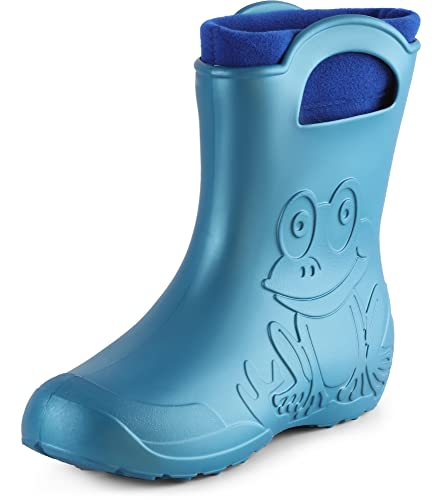 Ladeheid Damen federleichte Eva Gummistiefel Winter Regenschuhe gefüttert LA-CA-12 (Metallisches Blau, 36/37 EU) von Ladeheid