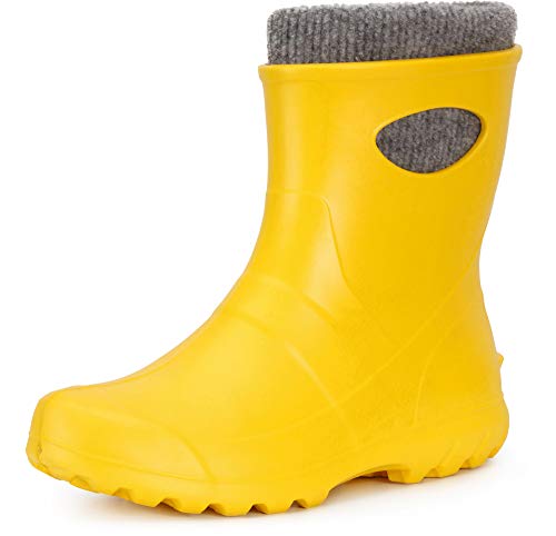 Ladeheid Damen Gummistiefel gefüttert und wasserdicht federleichte EVA Gummischuhe Winter LA-750 (Gelb, 36 EU) von Ladeheid