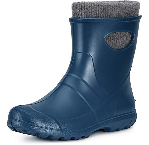 Ladeheid Damen Gummistiefel gefüttert und wasserdicht federleichte EVA Gummischuhe Winter LA-750 (Metall Blau, 36 EU) von Ladeheid