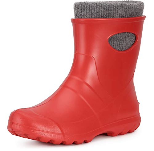 Ladeheid Damen Gummistiefel gefüttert und wasserdicht federleichte EVA Gummischuhe Winter LA-750 (Rot, 36 EU) von Ladeheid