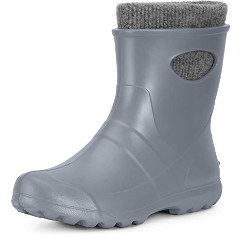 Ladeheid Damen Gummistiefel gefüttert und wasserdicht federleichte EVA Gummischuhe Winter LA-750 (Silber, 36 EU) von Ladeheid