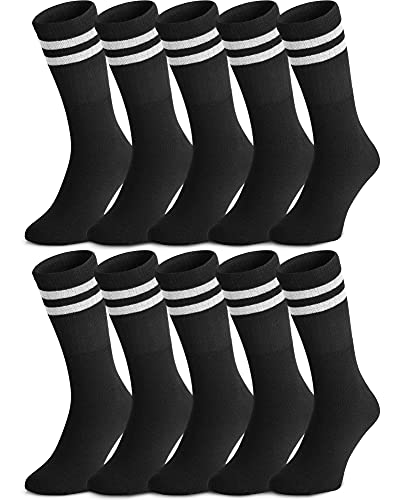 Ladeheid Damen und Herren 5er 10er 20er 30er Pack Socken aus Baumwolle AT007 (Schwarz Weiße Streifen (10 Pack), 39-42) von Ladeheid