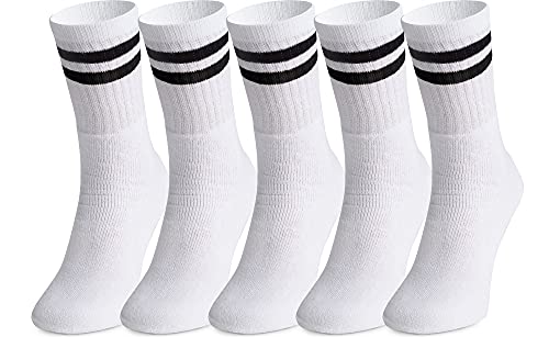 Ladeheid Damen und Herren 5er 10er 20er 30er Pack Socken aus Baumwolle AT007 (Weiß Schwarze Streifen (5 Pack), 47-50) von Ladeheid