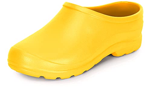 Ladeheid Gartenschuhe Damen und Herren leichte Eva Clogs Bequeme Hausschuhe & Gartenclogs LADW001 (Gelb 1032, 37 EU) von Ladeheid