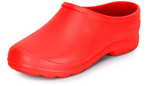 Ladeheid Gartenschuhe Damen und Herren leichte Eva Clogs Bequeme Hausschuhe & Gartenclogs LADW001 (Rot, 38 EU) von Ladeheid