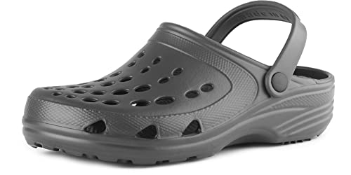 Ladeheid Damen und Herren leichte Eva Clogs mit Fersenriemen Gartenclogs Gartenschuhe Freetime (Graphite, 41/42 EU) von Ladeheid