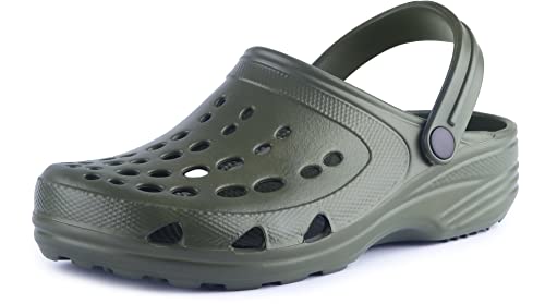 Ladeheid Damen und Herren leichte Eva Clogs mit Fersenriemen Gartenclogs Gartenschuhe Freetime (Olive, 36/37 EU) von Ladeheid