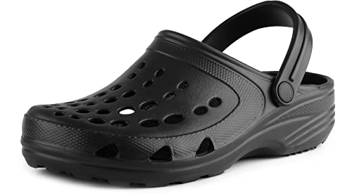 Ladeheid Damen und Herren leichte Eva Clogs mit Fersenriemen Gartenclogs Gartenschuhe Freetime (Schwarz, 36/37 EU) von Ladeheid
