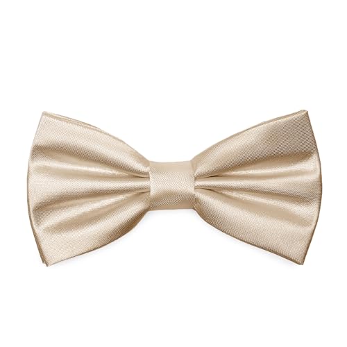 Ladeheid Elegante Herren Fliege - Hochwertig, Glänzend, Verstellbar, Perfekt für Hochzeit, Party, Büro. Ideal für Männer, Frauen, Teenager BMS (12cm x 6cm, Beige) von Ladeheid