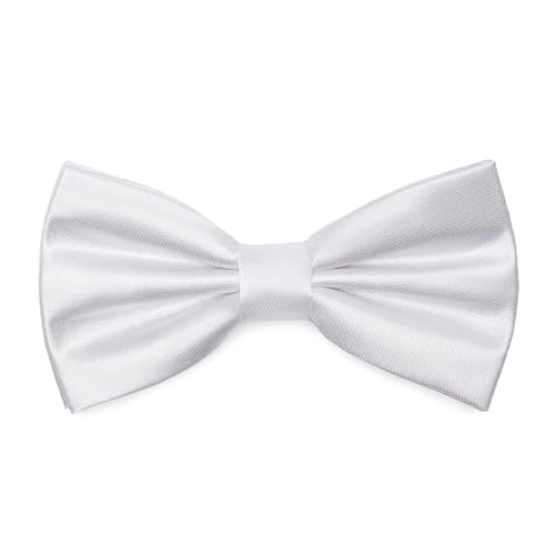 Ladeheid Elegante Herren Fliege - Hochwertig, Glänzend, Verstellbar, Perfekt für Hochzeit, Party, Büro. Ideal für Männer, Frauen, Teenager BMS (12cm x 6cm, Weiß) von Ladeheid