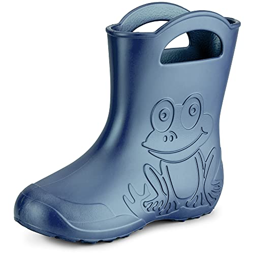Ladeheid Eva Gummistiefel Damen federleichte wasserdichte Damenschuhe Regenschuhe LA-CA-09 (Metallisches Blau-2, 36/37 EU) von Ladeheid