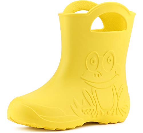 Ladeheid Eva federleichte Kinder Gummistiefel für Jungen und Mädchen Regenschuhe LA-CA-01 (Gelb, 22/23 EU) von Ladeheid