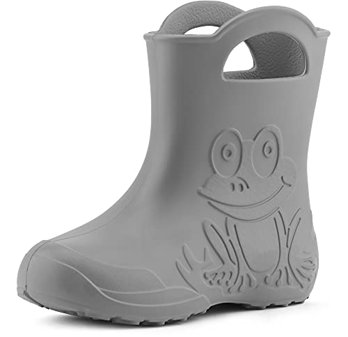 Ladeheid Eva federleichte Kinder Gummistiefel für Jungen und Mädchen Regenschuhe LA-CA-01 (Grau, 32/33 EU) von Ladeheid