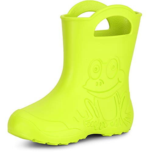 Ladeheid Eva federleichte Kinder Gummistiefel für Jungen und Mädchen Regenschuhe LA-CA-01 (Limone, 22/23 EU) von Ladeheid