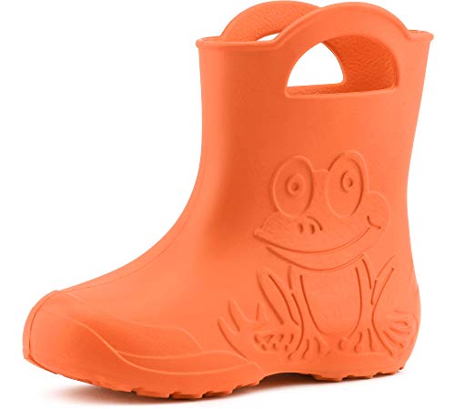 Ladeheid Eva federleichte Kinder Gummistiefel für Jungen und Mädchen Regenschuhe LA-CA-01 (Orange (151c), 22/23 EU) von Ladeheid