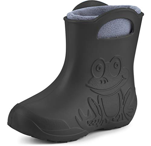 Ladeheid Eva Kinder Jungen Mädchen Gummistiefel Regenschuhe gefüttert LA-CA-03 (Carbone/Grau, 32/33 EU) von Ladeheid