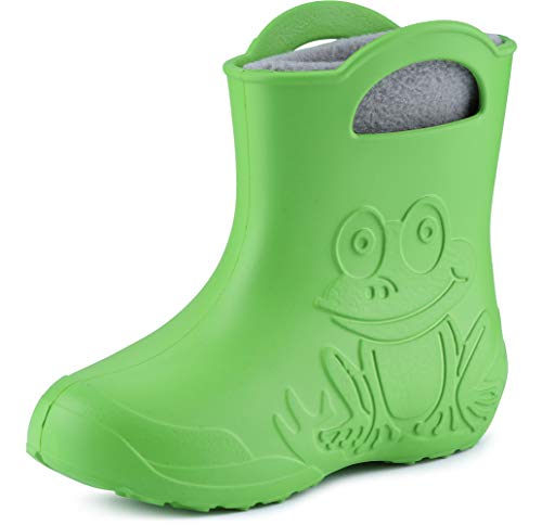 Ladeheid Eva Kinder Jungen Mädchen Gummistiefel Regenschuhe gefüttert LA-CA-03 (Grün/Grau, 34/35 EU) von Ladeheid