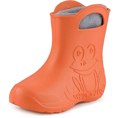 Ladeheid Eva Kinder Jungen Mädchen Gummistiefel Regenschuhe gefüttert LA-CA-03 (Orange/Grau, 30/31 EU) von Ladeheid