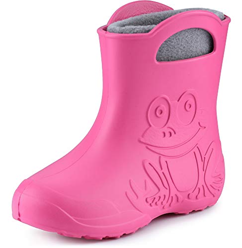 Ladeheid Eva Kinder Jungen Mädchen Gummistiefel Regenschuhe gefüttert LA-CA-03 (Rosa/Grau, 32/33 EU) von Ladeheid