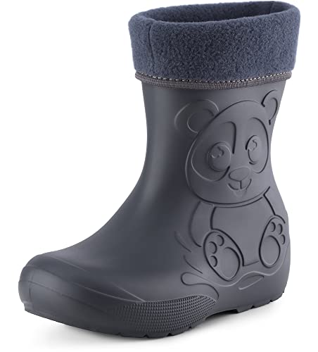 Ladeheid Eva Kinder Jungen Mädchen Gummistiefel Regenschuhe gefüttert LA-CA-11 (Carbone, 32/33 EU) von Ladeheid
