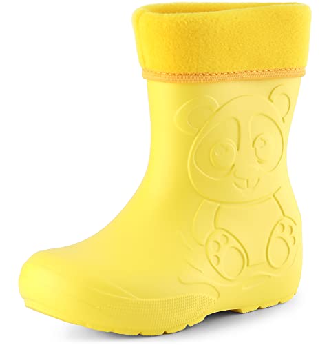 Ladeheid Eva Kinder Jungen Mädchen Gummistiefel Regenschuhe gefüttert LA-CA-11 (Gelb, 22/23 EU) von Ladeheid