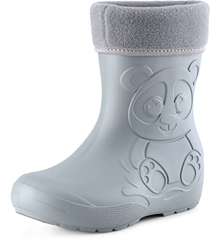 Ladeheid Eva Kinder Jungen Mädchen Gummistiefel Regenschuhe gefüttert LA-CA-11 (Grau, 32/33 EU) von Ladeheid