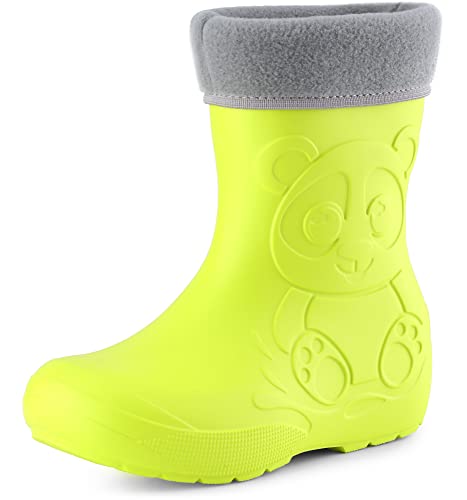 Ladeheid Eva Kinder Jungen Mädchen Gummistiefel Regenschuhe gefüttert LA-CA-11 (Limone, 22/23 EU) von Ladeheid