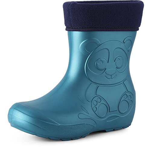 Ladeheid Eva Kinder Jungen Mädchen Gummistiefel Regenschuhe gefüttert LA-CA-11 (Metallisches Blau, 32/33 EU) von Ladeheid