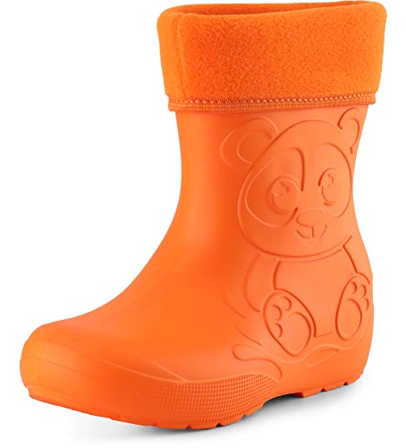 Ladeheid Eva Kinder Jungen Mädchen Gummistiefel Regenschuhe gefüttert LA-CA-11 (Orange (151c), 26/27 EU) von Ladeheid