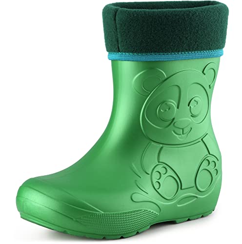 Ladeheid Eva Kinder Jungen Mädchen Gummistiefel Regenschuhe gefüttert LA-CA-11 (Smaragdgrün, 30/31 EU) von Ladeheid