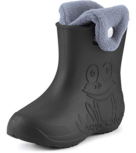 Ladeheid Eva Kinder Jungen Mädchen Gummistiefel Regenschuhe gefüttert Regenstiefel Gummischuhe LA-CA-04 (Carbone/Grau, 32/33 EU) von Ladeheid