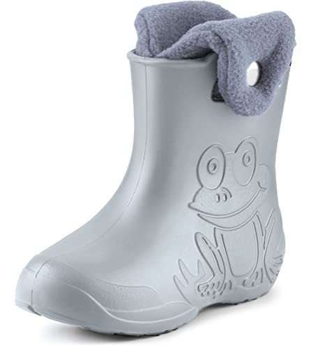 Ladeheid Eva Kinder Jungen Mädchen Gummistiefel Regenschuhe gefüttert Regenstiefel Gummischuhe LA-CA-04 (Grau, 28/29 EU) von Ladeheid