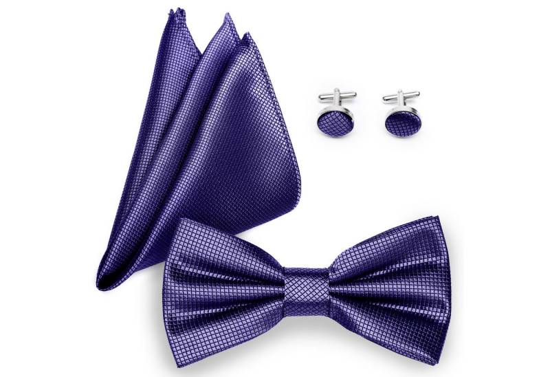 Ladeheid Fliege Einstecktuch Set Herren inkl. Manschettenknöpfe SETBHC 12cmx6cm von Ladeheid