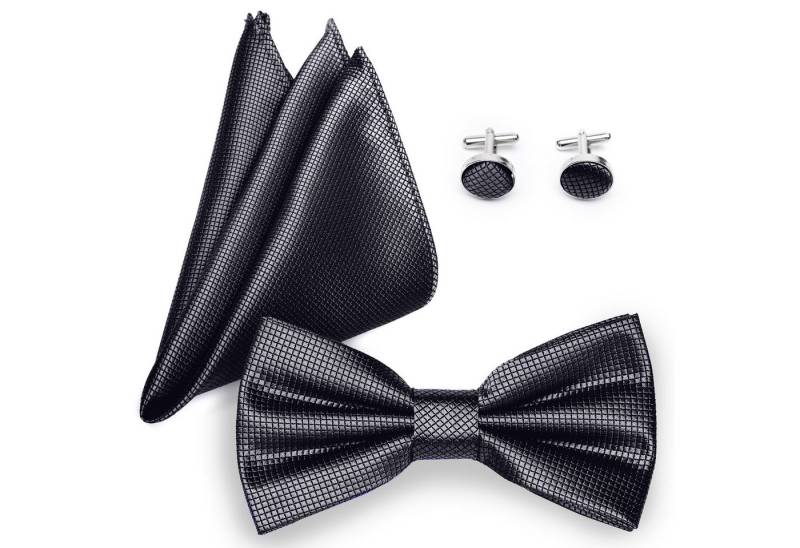 Ladeheid Fliege Einstecktuch Set Herren inkl. Manschettenknöpfe SETBHC 12cmx6cm von Ladeheid