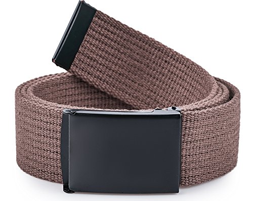 Ladeheid Gürtel Herren Verstellbarer Stoffgürtel aus Baumwolle Gürtel ohne Löcher für Männer Geeignet für Arbeit, Reisen oder Männergeschenke P10 (Braun-Schwarz, 120 cm (Gesamtlänge 130 cm)) von Ladeheid