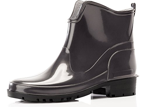 Ladeheid Gummistiefel Damen Kurz Wasserdicht Damenschuhe Elegant und Bequem LA-930 (Graphite, 38 EU) von Ladeheid