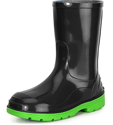 Ladeheid Gummistiefel Kinder Hohe wasserdichte Regenstiefel für Jungen und Mädchen LA-939 (Schwarz/Grün, 30 EU) von Ladeheid