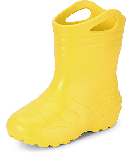 Ladeheid Gummistiefel Kinder federleichte Eva Regenschuhe Bequeme und leichte Regenstiefel Kinder perfekt für Frühling und Sommer KL051-S (Gelb1, 24 EU) von Ladeheid
