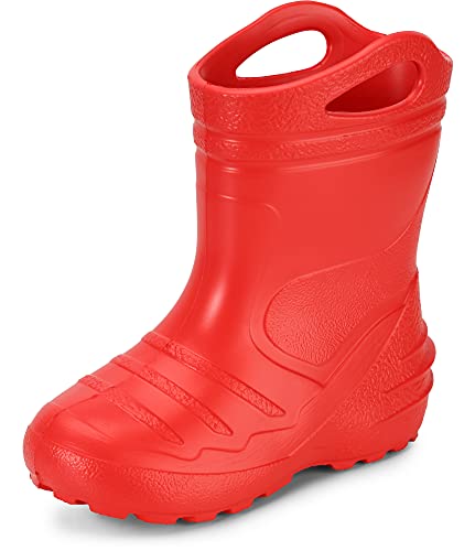 Ladeheid Gummistiefel Kinder federleichte Eva Regenschuhe Bequeme und leichte Regenstiefel Kinder perfekt für Frühling und Sommer KL051-S (Rot, 27 EU) von Ladeheid
