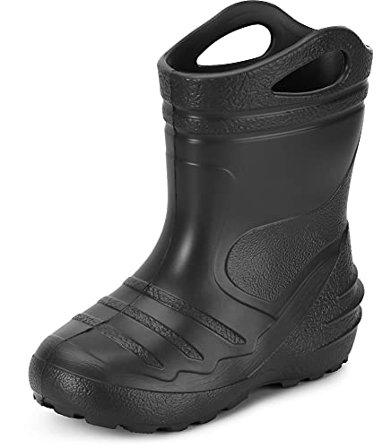 Ladeheid Gummistiefel Kinder federleichte Eva Regenschuhe Bequeme und leichte Regenstiefel Kinder perfekt für Frühling und Sommer KL051-S (Schwarz, 30 EU) von Ladeheid