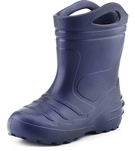 Ladeheid Gummistiefel Kinder federleichte Eva Regenstiefel für Mädchen und Jungen Thermo Gummistiefel gefüttert KL051 (Dunkelblau, 24 EU) von Ladeheid