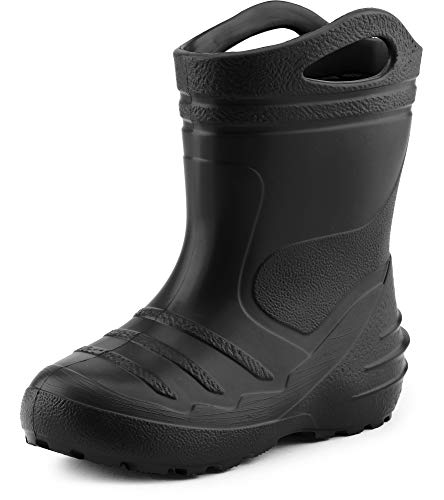 Ladeheid Gummistiefel Kinder federleichte Eva Regenstiefel für Mädchen und Jungen Thermo Gummistiefel gefüttert KL051 (Schwarz, 31 EU) von Ladeheid