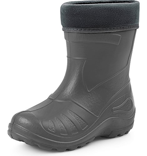 Ladeheid Gummistiefel Kinder federleichte und wasserdichte Eva Thermo Regenstiefel Gummistiefel gefüttert KL050 (Graphite, 32 EU) von Ladeheid